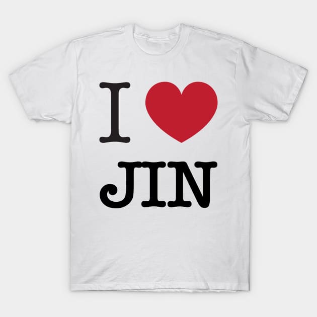 I love BTS Jin Kim Seokjin typography Morcaworks T-Shirt by Oricca